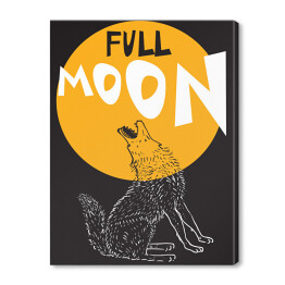 Obraz na płótnie Wyjący wilk na tle żółtego księżyca - ilustracja