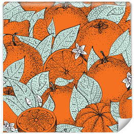 Tapeta winylowa zmywalna w rolce Ozdobne pomarańcze - biało pomarańczowa ilustracja