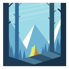 Ilustracja - namiot w lesie