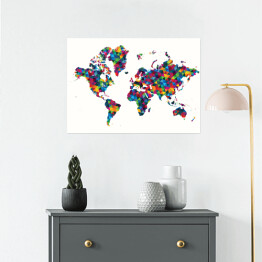Plakat Dekoracyjna mapa świata we wzory geometryczne