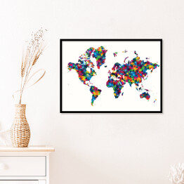 Plakat w ramie Dekoracyjna mapa świata we wzory geometryczne
