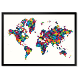 Plakat w ramie Dekoracyjna mapa świata we wzory geometryczne