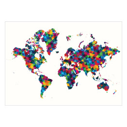 Plakat Dekoracyjna mapa świata we wzory geometryczne