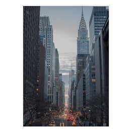 Plakat samoprzylepny Zachód słońca na 42 ulicy, Manhattan