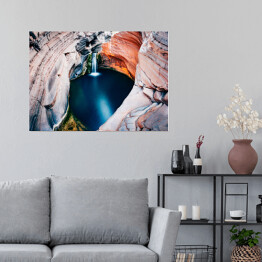 Plakat samoprzylepny Widok z lotu ptaka na Hamersley Gorge, Karijini, Australia