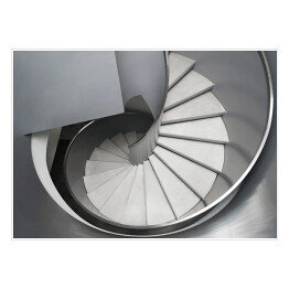 Plakat samoprzylepny Popielato białe spiralne schody