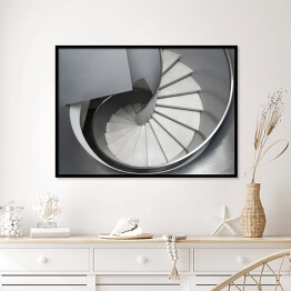 Plakat w ramie Popielato białe spiralne schody