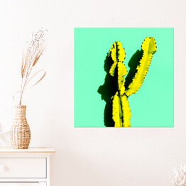 Plakat samoprzylepny Kaktus w cieniu na niebieskim tle