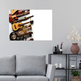 Plakat samoprzylepny Instrumenty muzyczne na białym tle