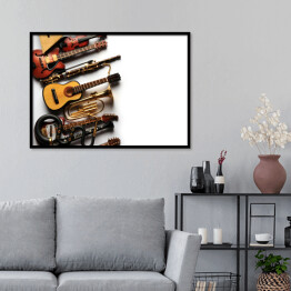 Plakat w ramie Instrumenty muzyczne na białym tle