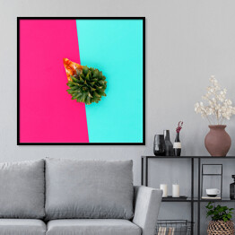Plakat w ramie Abstrakcyjny sernik z ananasem - minimalna sztuka
