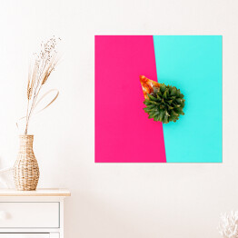 Plakat samoprzylepny Abstrakcyjny sernik z ananasem - minimalna sztuka