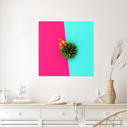 Plakat samoprzylepny Abstrakcyjny sernik z ananasem - minimalna sztuka