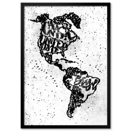 Plakat w ramie Mapa Ameryki w stylu vintage czarno biała