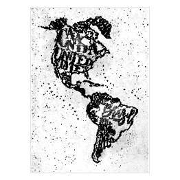 Plakat samoprzylepny Mapa Ameryki w stylu vintage czarno biała