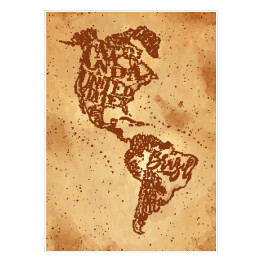 Plakat samoprzylepny Mapa Ameryki w stylu vintage w odcieniach beżu