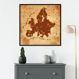 Plakat w ramie Mapa Europy w stylu vintage w odcieniach beżu