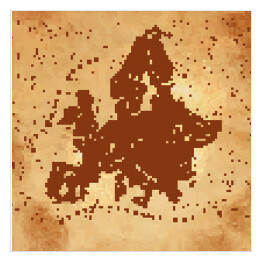 Plakat samoprzylepny Mapa Europy w stylu vintage w odcieniach beżu