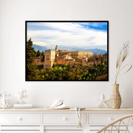 Plakat w ramie Zamek Alhambra w Grenadzie w andaluzyjskim regionie Hiszpanii