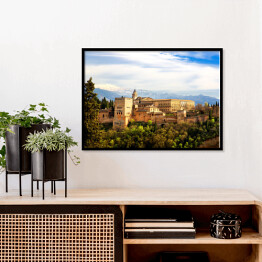 Plakat w ramie Zamek Alhambra w Grenadzie w andaluzyjskim regionie Hiszpanii
