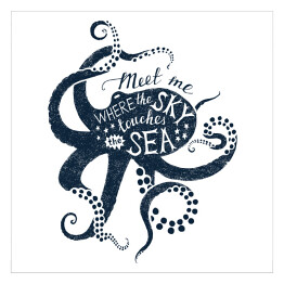 Plakat samoprzylepny Ośmiornica - morska typografia