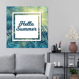 Plakat samoprzylepny "Witaj, lato!" - napis na tle z liści