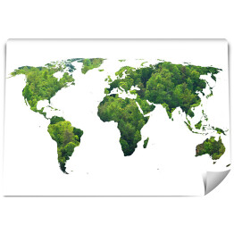 Fototapeta Podwójna ekspozycja - mapa świata i las