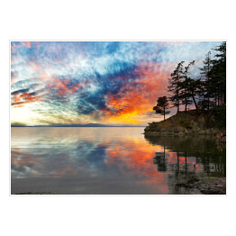 Plakat samoprzylepny Wildcat Cove w stanie Waszyngton o zachodzie słońca