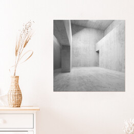 Plakat samoprzylepny Abstrakcja - puste betonowe wnętrze 3D