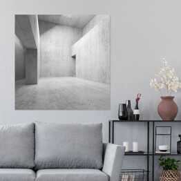 Plakat samoprzylepny Abstrakcja - puste betonowe wnętrze 3D