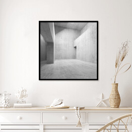 Plakat w ramie Abstrakcja - puste betonowe wnętrze 3D