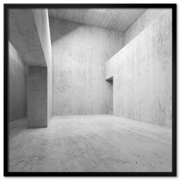 Plakat w ramie Abstrakcja - puste betonowe wnętrze 3D