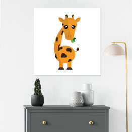 Plakat samoprzylepny Kreskówka - żyrafa na białym tle