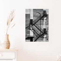 Plakat samoprzylepny Stalowe schody na starym przemysłowym budynku 