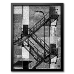 Obraz w ramie Stalowe schody na starym przemysłowym budynku 