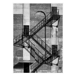 Plakat samoprzylepny Stalowe schody na starym przemysłowym budynku 
