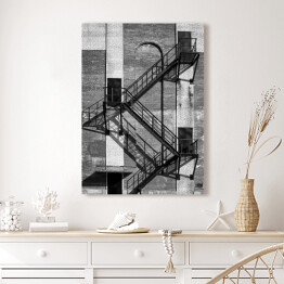 Obraz klasyczny Stalowe schody na starym przemysłowym budynku 