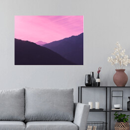 Plakat samoprzylepny Różowe niebo nad kolorowymi warstwami gór Sierra Nevada 