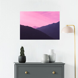 Plakat samoprzylepny Różowe niebo nad kolorowymi warstwami gór Sierra Nevada 
