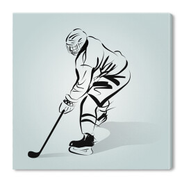 Obraz na płótnie Gracz w hokeja - czarno biały zarys