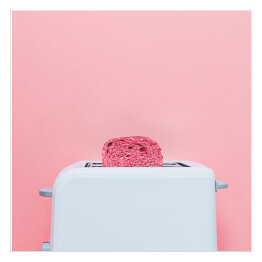 Plakat samoprzylepny Różowe tosty wystające z białego tostera