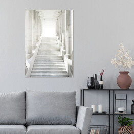 Plakat Jasne schody z ozdobnymi kolumnami 3D