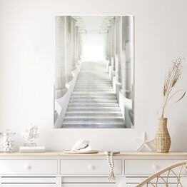 Plakat samoprzylepny Jasne schody z ozdobnymi kolumnami 3D