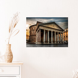 Plakat Starożytny rzymski Panteon w pochmurny wieczór