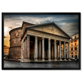 Plakat w ramie Starożytny rzymski Panteon w pochmurny wieczór