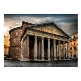 Plakat Starożytny rzymski Panteon w pochmurny wieczór