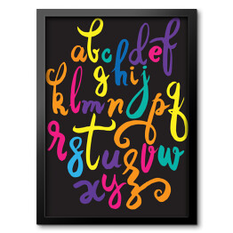 Obraz w ramie Kolorowe litery na czarnym tle