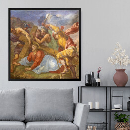 Obraz w ramie Fresk - Jezus pod krzyżem 