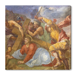 Obraz na płótnie Fresk - Jezus pod krzyżem 