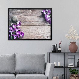 Obraz w ramie Storczykowy kwiat na drewnie